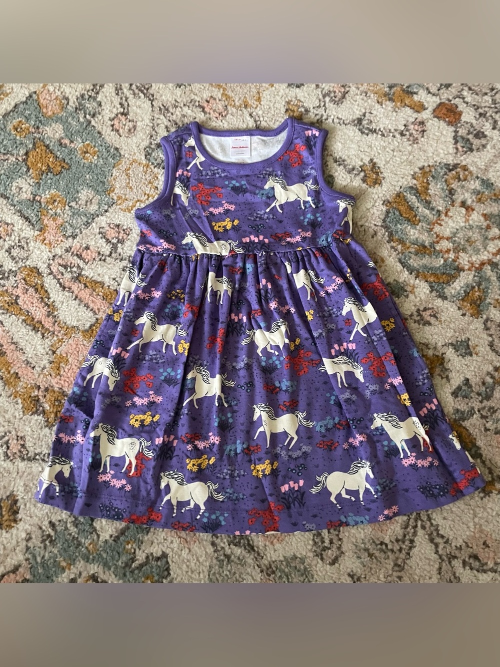 Hanna Andersson Purple Horse Print Sleeveless Dress